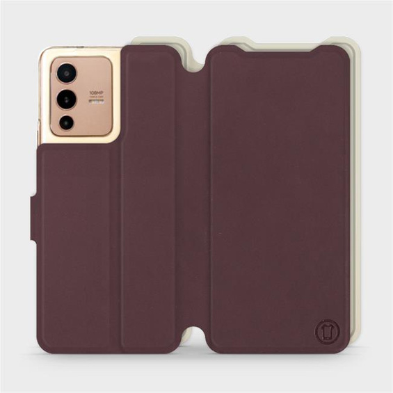 Etui Soft Touch do Vivo V23 5G - wzór Matowy burgund z platyną