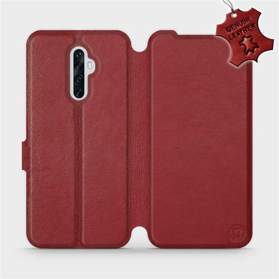 Etui ze skóry naturalnej do OPPO Reno 2Z - wzór Dark Red Leather