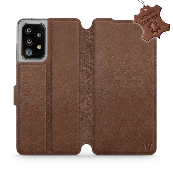 Etui ze skóry naturalnej do Samsung Galaxy A52 - wzór Brown Leather