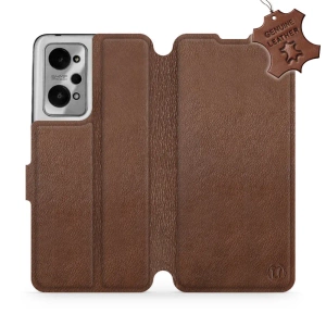 Etui ze skóry naturalnej do Realme GT 2 - wzór Brown Leather