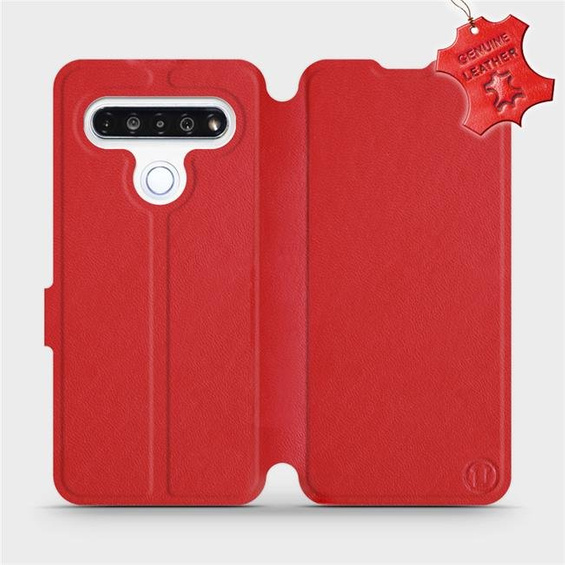 Etui ze skóry naturalnej do LG K61 - wzór Red Leather