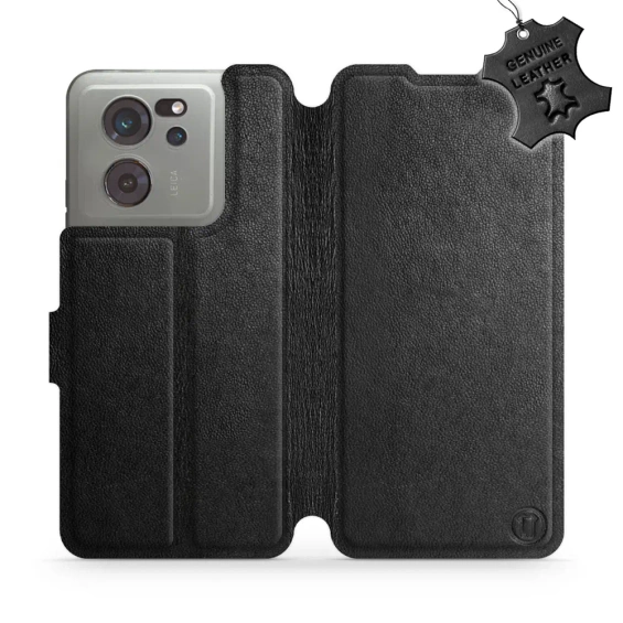 Etui ze skóry naturalnej do Xiaomi 13T - wzór Black Leather