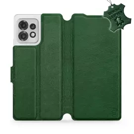 Etui ze skóry naturalnej do Motorola Edge 40 Pro - wzór Green Leather
