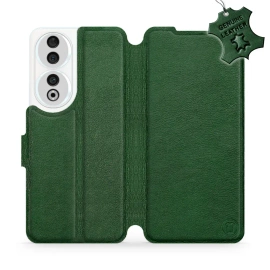 Etui ze skóry naturalnej do Huawei Honor 90 - wzór Green Leather