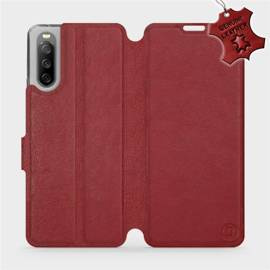 Etui ze skóry naturalnej do Sony Xperia 10 III - wzór Dark Red Leather