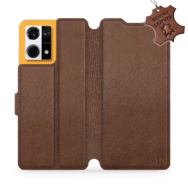 Etui ze skóry naturalnej do Oppo Reno 7 4G - wzór Brown Leather