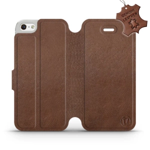 Etui ze skóry naturalnej do Apple iPhone SE - wzór Brown Leather