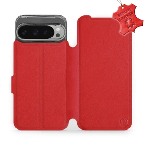 Etui ze skóry naturalnej do Google Pixel 9 Pro XL - wzór Red Leather