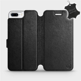 Etui ze skóry naturalnej do Apple iPhone 8 Plus - wzór Black Leather