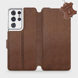 Etui ze skóry naturalnej do Samsung Galaxy S21 Ultra - wzór Brown Leather