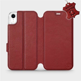 Etui ze skóry naturalnej do Apple iPhone XR - wzór Dark Red Leather