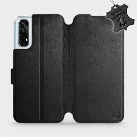Etui ze skóry naturalnej do Realme 7 - wzór Black Leather