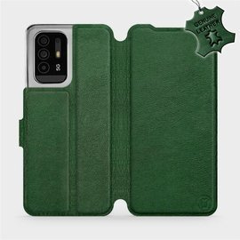Etui ze skóry naturalnej do OPPO Reno 5 Z - wzór Green Leather