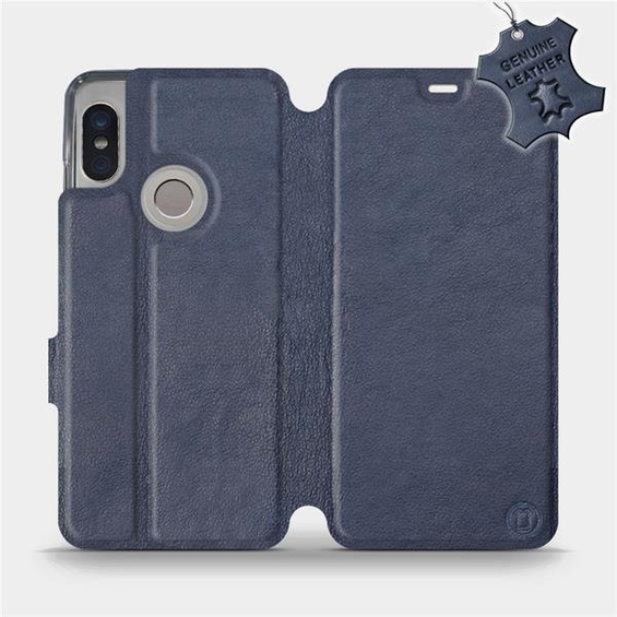 Etui ze skóry naturalnej do Xiaomi Redmi Note 5 - wzór Blue Leather