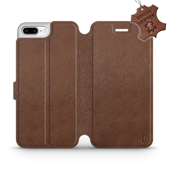 Etui ze skóry naturalnej do Apple iPhone 8 Plus - wzór Brown Leather