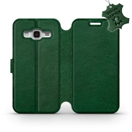 Etui ze skóry naturalnej do Samsung Galaxy J3 2016 - wzór Green Leather