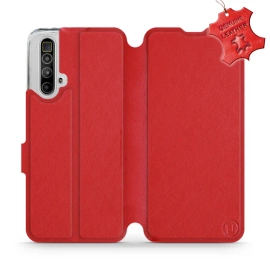 Etui ze skóry naturalnej do Realme X3 SuperZoom - wzór Red Leather