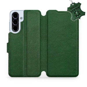 Etui ze skóry naturalnej do Samsung Galaxy A56 5G - wzór Green Leather