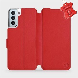 Etui ze skóry naturalnej do Samsung Galaxy S21 Plus - wzór Red Leather