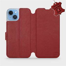 Etui ze skóry naturalnej do Apple iPhone 14 - wzór Dark Red Leather