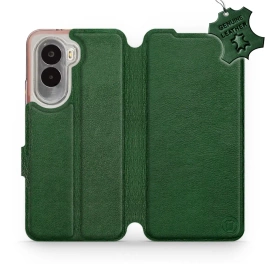 Etui ze skóry naturalnej do Xiaomi POCO M7 - wzór Green Leather