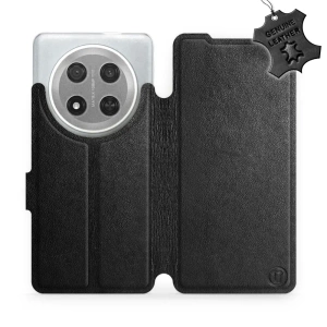 Etui ze skóry naturalnej do Huawei Honor Magic7 Lite 5G - wzór Black Leather