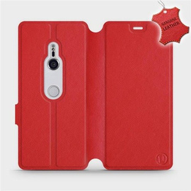 Etui ze skóry naturalnej do Sony Xperia XZ3 - wzór Red Leather