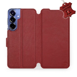 Etui ze skóry naturalnej do Samsung Galaxy S25 Plus - wzór Dark Red Leather