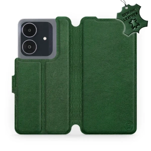 Etui ze skóry naturalnej do Realme Note 60 - wzór Green Leather