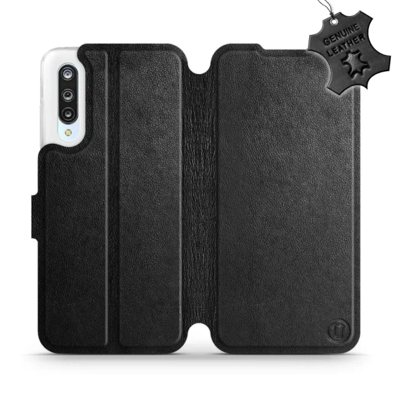 Etui ze skóry naturalnej do Xiaomi Mi 9 Lite - wzór Black Leather