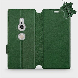 Etui ze skóry naturalnej do Sony Xperia XZ2 - wzór Green Leather