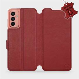 Etui ze skóry naturalnej do Samsung Galaxy M13 - wzór Dark Red Leather