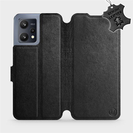 Etui ze skóry naturalnej do Realme 9 - wzór Black Leather