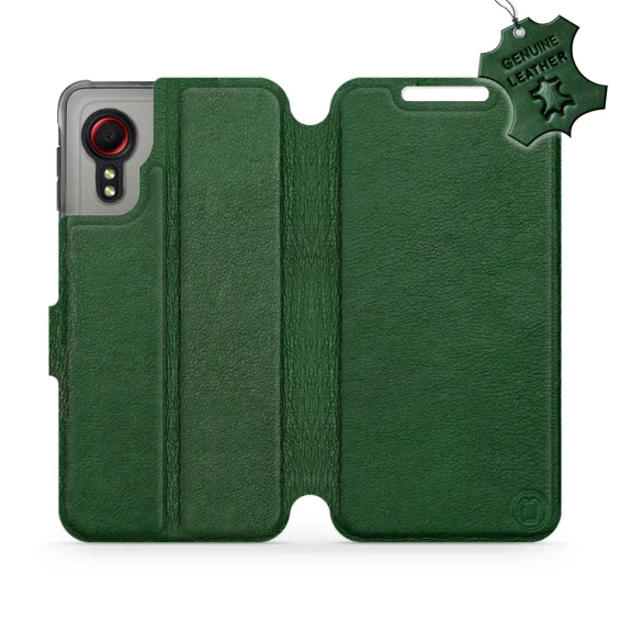 Etui ze skóry naturalnej do Samsung Galaxy Xcover 5 - wzór Green Leather