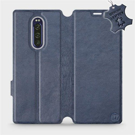 Etui ze skóry naturalnej do Sony Xperia 1 - wzór Blue Leather