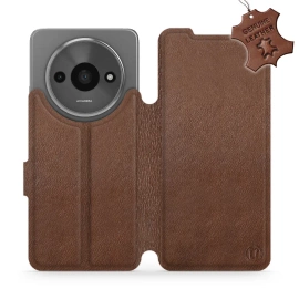 Etui ze skóry naturalnej do Xiaomi Redmi A3 - wzór Brown Leather