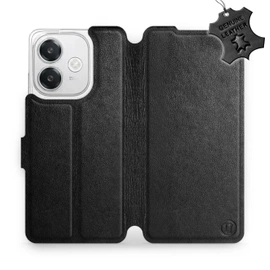 Etui ze skóry naturalnej do OPPO A40M - wzór Black Leather