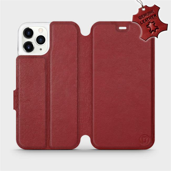 Etui ze skóry naturalnej do Apple iPhone 11 Pro - wzór Dark Red Leather