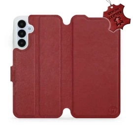 Etui ze skóry naturalnej do Samsung Galaxy A25 5G - wzór Dark Red Leather