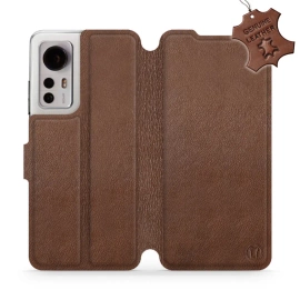 Etui ze skóry naturalnej do Xiaomi 12 - wzór Brown Leather