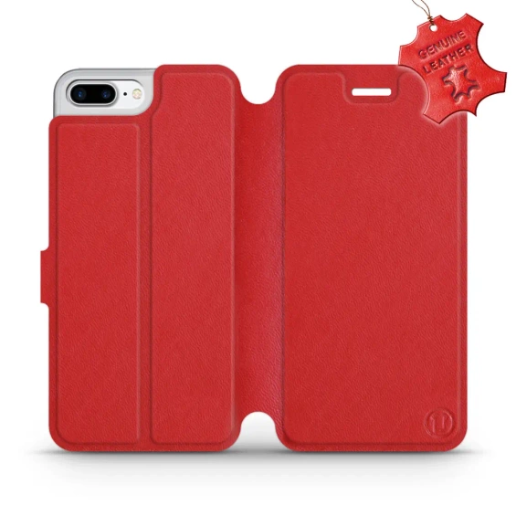 Etui ze skóry naturalnej do Apple iPhone 7 Plus - wzór Red Leather