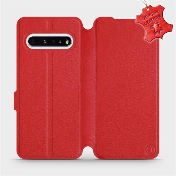 Etui ze skóry naturalnej do LG V60 ThinQ 5G - wzór Red Leather