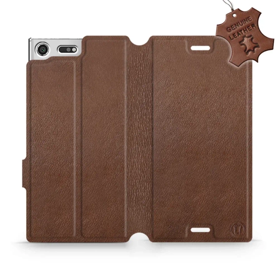 Etui ze skóry naturalnej do Sony Xperia XZ Premium - wzór Brown Leather