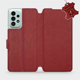 Etui ze skóry naturalnej do Samsung Galaxy A33 5G - wzór Dark Red Leather