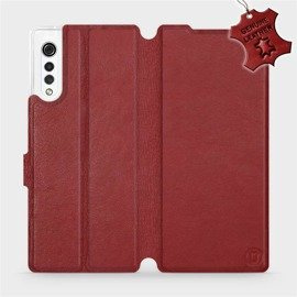 Etui ze skóry naturalnej do LG Velvet - wzór Dark Red Leather