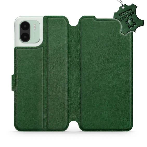 Etui ze skóry naturalnej do Xiaomi Redmi A2 - wzór Green Leather