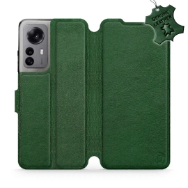 Etui ze skóry naturalnej do Xiaomi 12X - wzór Green Leather