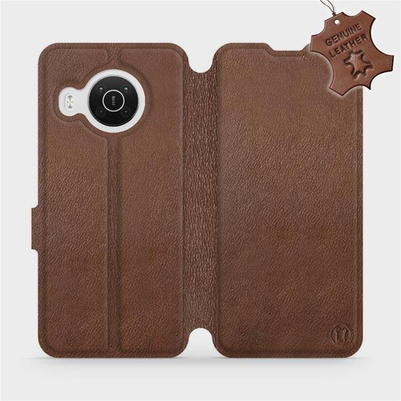Etui ze skóry naturalnej do Nokia X10 - wzór Brown Leather