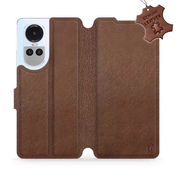 Etui ze skóry naturalnej do OPPO Reno 10 5G - wzór Brown Leather