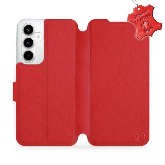 Etui ze skóry naturalnej do Samsung Galaxy A35 5G - wzór Red Leather